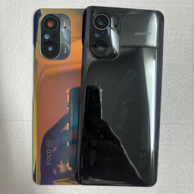 สําหรับ Xiaomi POCO F3 ฝาครอบแบตเตอรี่แผงกระจกด้านหลังด้านหลังพร้อมการเปลี่ยนเลนส์กล้อง
