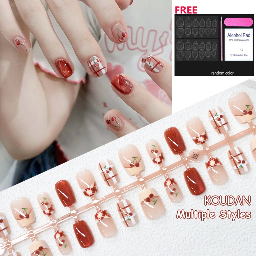 เล็บปลอมเล็บสติ๊กเกอร์แต่งเล็บต่อเล็บแมวตาเพชรปีใหม่ดอกไม้ไฟส่อเสียดโบว์30ชิ้น คูดัน - รูปที่ 6
