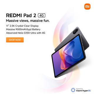 Redmi Pad 2 | 4G | 6GB+128GB,8GB+256GB| LTE, Massive 9000mAh (typ) battery, 11'' 2.5K crystal-clear display, Advanced Helio G100-Ultra with 4G