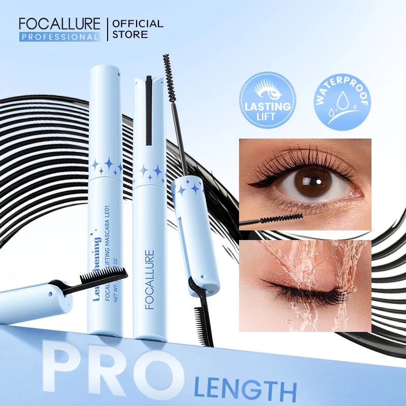 FOCALLURE Pro-Length มาสคาร่าปัดขนตา ขนแปรงไฟเบอร์ ยาว 2 มม. กันน้ํา แห้งเร็ว กันเปื้อน น้ําหนักเบา กันเหงื่อ มัน