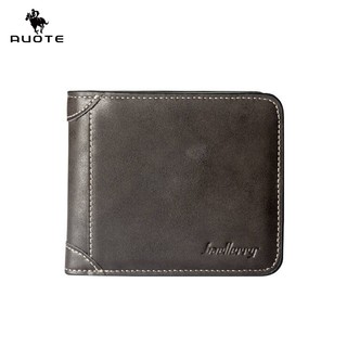 AUOTE กระเป๋าสตางค์ผู้ชาย Retro PU กระเป๋าสตางค์สั้นกระเป๋าสตางค์ธุรกิจกระเป๋าเหรียญซิปกระเป๋าสตางค์ Multi-Card ตําแหน่งกระเป๋าสตางค์