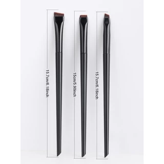 3 ชิ้น Precision Angled Brow & Eyeliner Brush Set - ขนาดพกพา, กันเหงื่อ, สําหรับแต่งหน้าธรรมชาติ, Under Eye Detail Blending