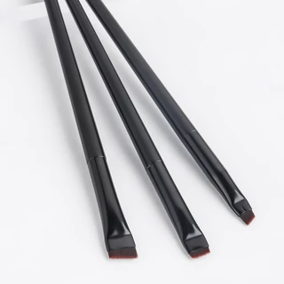 3 ชิ้น Precision Angled Brow & Eyeliner Brush Set - ขนาดพกพา, กันเหงื่อ, สําหรับแต่งหน้าธรรมชาติ, Under Eye Detail Blending