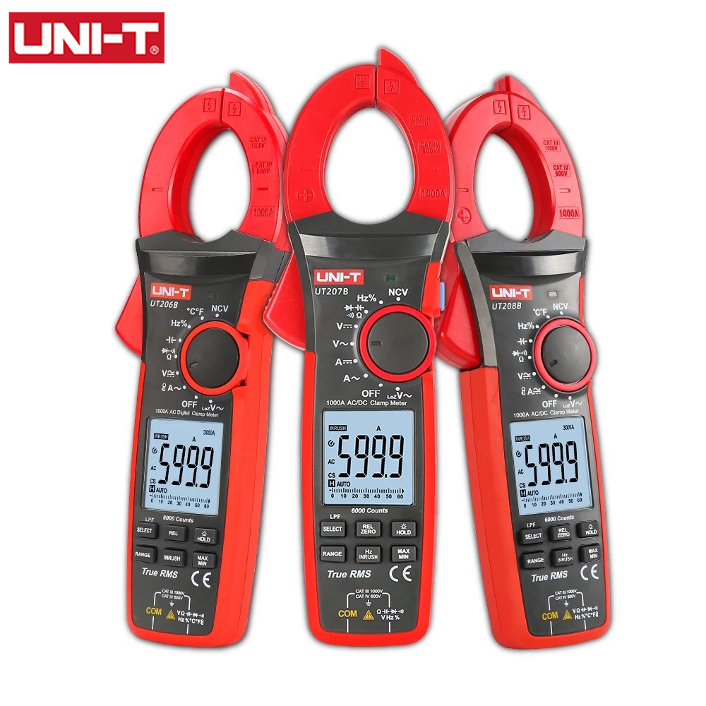 UNI-T UT206B UT207B UT208B 1000A แคลมป์มิเตอร์มัลติมิเตอร์ VFC เครื่องมือไฟฟ้า DC/AC แรงดันไฟฟ้าปัจจ