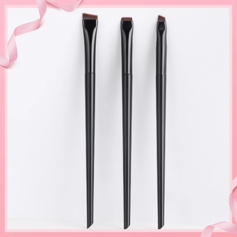 3 ชิ้น Precision Angled Brow & Eyeliner Brush Set - ขนาดพกพา, กันเหงื่อ, สําหรับแต่งหน้าธรรมชาติ, Under Eye Detail Blending