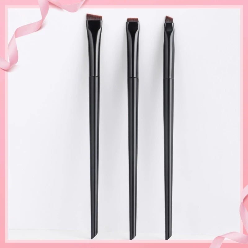 3 ชิ้น Precision Angled Brow & Eyeliner Brush Set - ขนาดพกพา, กันเหงื่อ, สําหรับแต่งหน้าธรรมชาติ, Under Eye Detail Blending