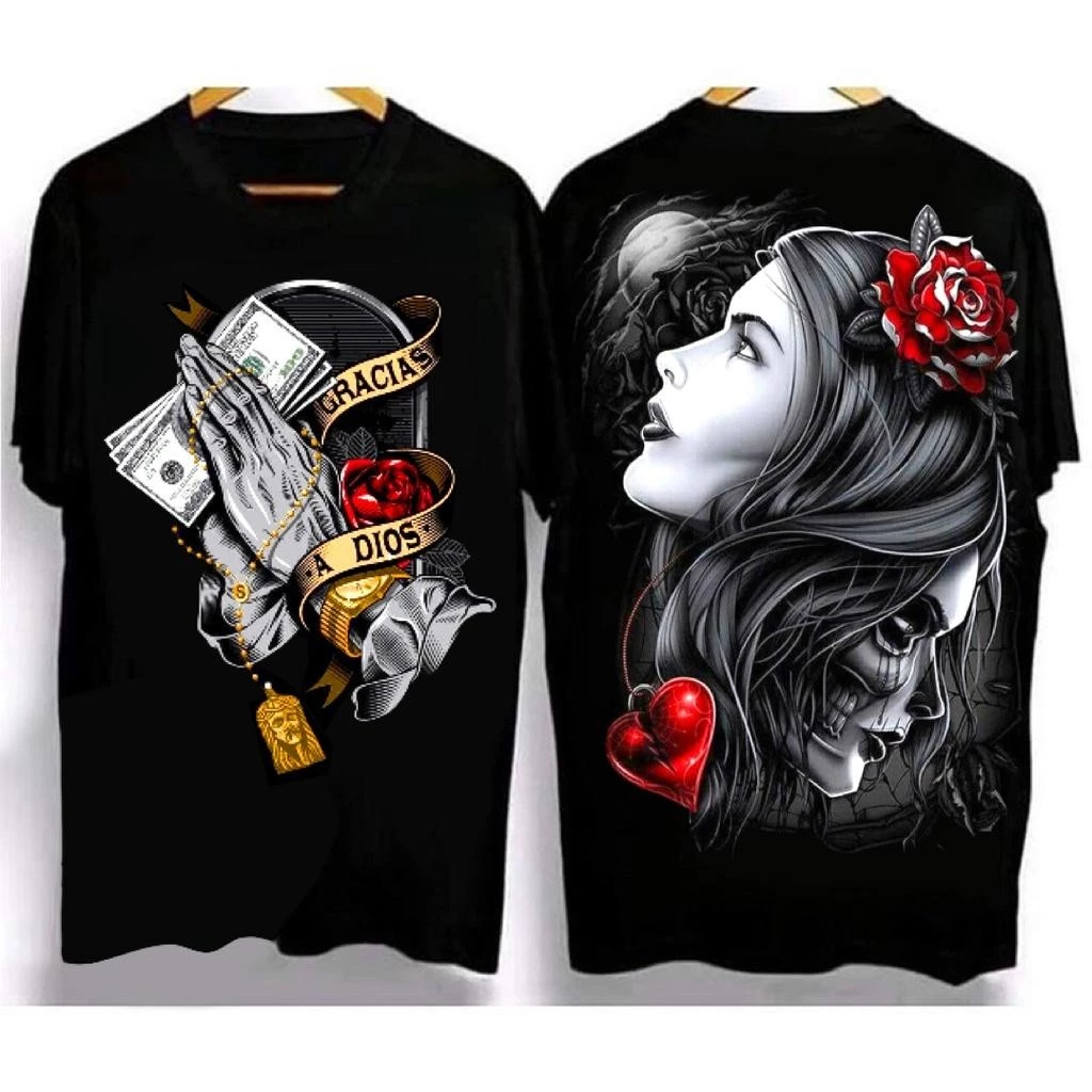 เสื้อยืดแขนสั้นผู้ชาย Anime & Edgy Graphic Series, One Piece Nika/Rose Skull Tees,blouse women