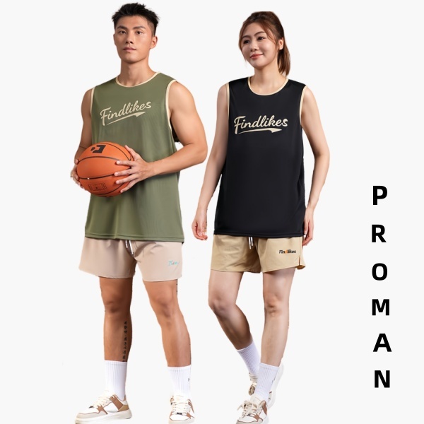 ⚡ProMan⚡เสื้อกล้ามวินเทจผู้ชาย  สีต่อ  ฟิตเนส  ลำลอง  เสื้อยืดแขนกุด  ระบายอากาศได้ดี