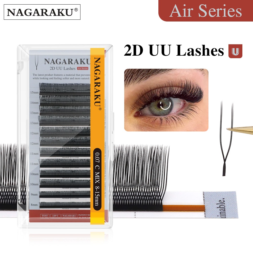 NAGARAKU Air Series 2D UU Shape Eyelash Extensions Split Tips ขนตาปลอม