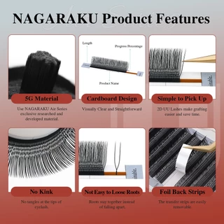 NAGARAKU Air Series 2D UU Shape Eyelash Extensions Split Tips ขนตาปลอม