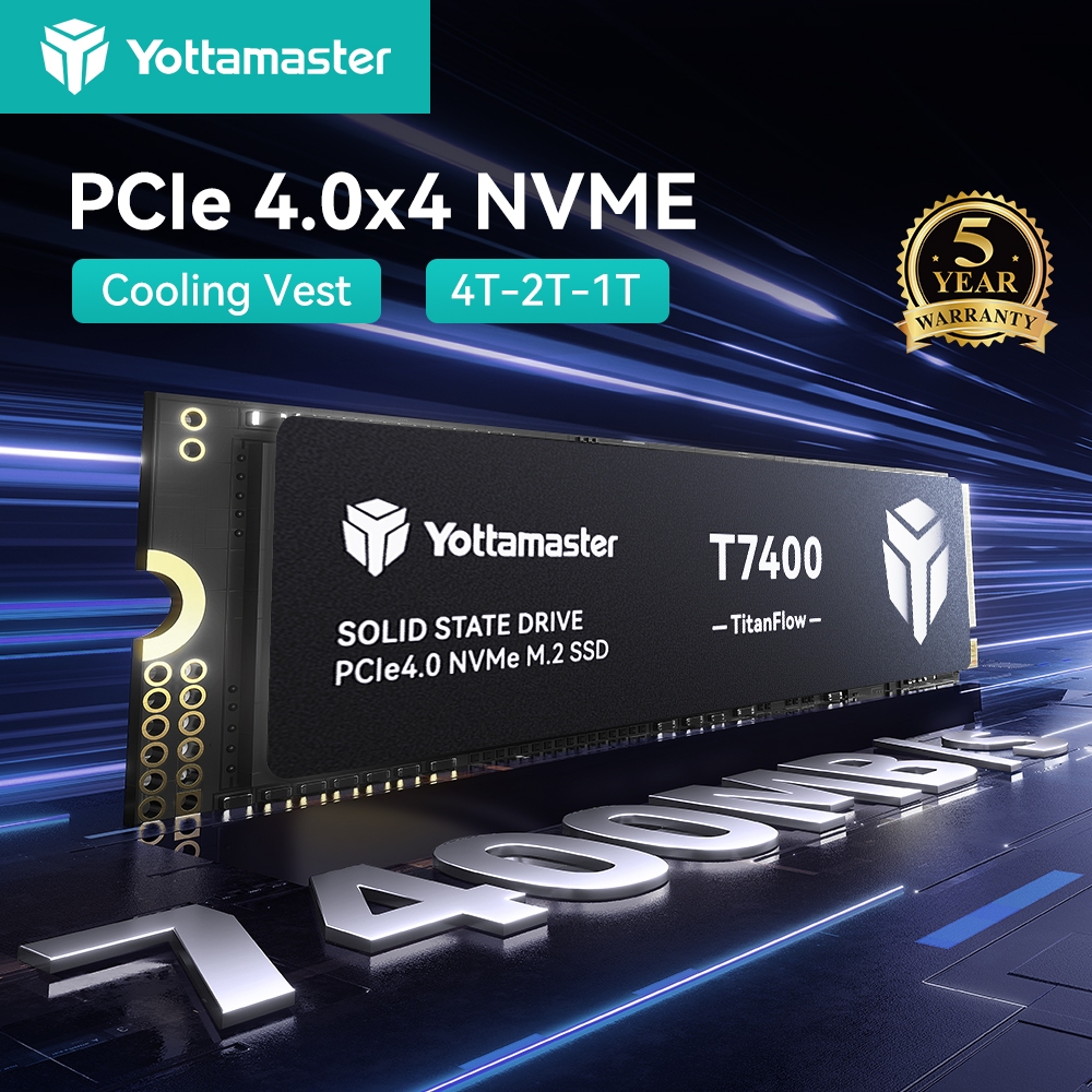 Yottamaster T7400 M.2 NVMe SSD 1TB 2TB 4TB สําหรับแล็ปท็อป PC PCIe 4.0 สูงสุด 7400MB/s ไดรฟ์ Solid S