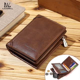 Louiswill กระเป๋าสตางค์วินเทจผู้ชาย ปู่ กระเป๋าสตางค์สั้นหลา…