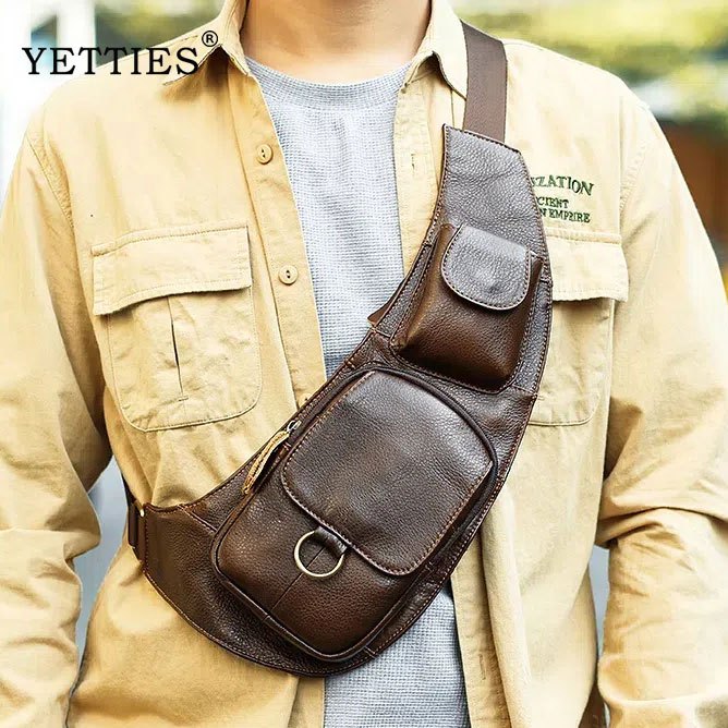 YETTIES กระเป๋าคาดหน้าอก กระเป๋าสะพายข้างผลิตหนัง