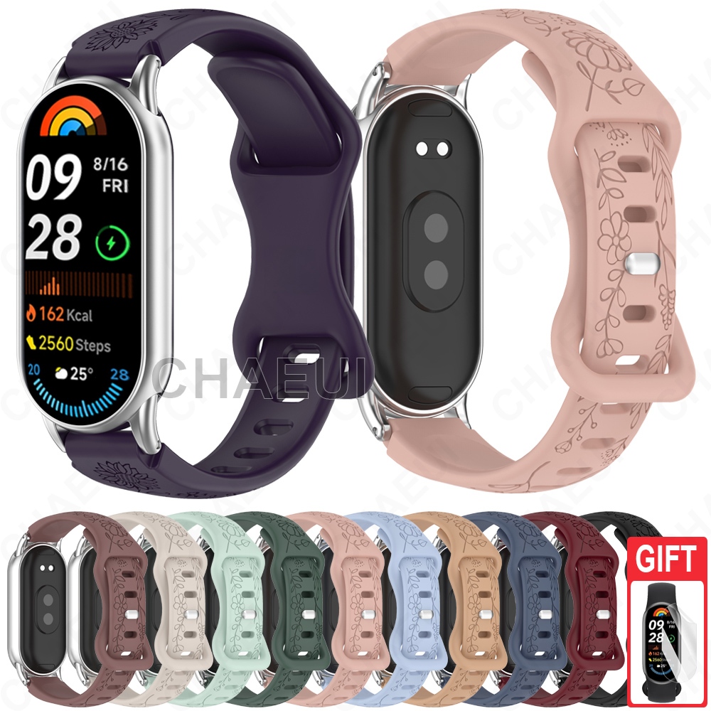สายรัดซิลิโคนสายรัดข้อมือนูนอุปกรณ์เสริมสําหรับ Xiaomi Smart Band 10 9 8 / Band 10 Ceramic Edition