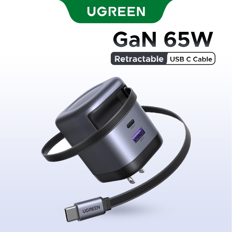 UGREEN Nexode 45/65/100W GaN Charger พร้อมสายแบบพับเก็บได้รองรับ Super Fast Charging 2.0 สําหรับ Samsung Glaxy S25 S24 iPhone 17 Pro Max 16 15 Pro Max
