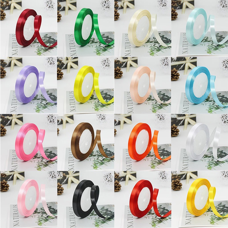ริบบิ้นผ้าซาติน 1.0 ยาว 22 หลา/ม้วน บรรจุของขวัญคริสต์มาสตกแต่ง Diy ริบบิ้นม้วนผ้า
