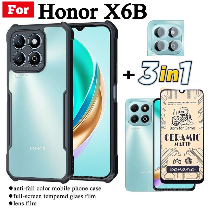 3 in 1 Huawei Honor X6B เคสโทรศัพท์มือถือป้องกันการล่มสลายสําหรับ Honor X6 B X7B X8B ฟิล์มกระจกนิรภั
