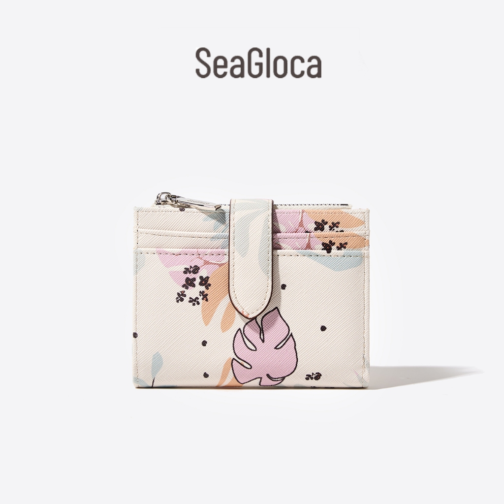 SeaGloca Tropical ดอกไม้กระเป๋าสตางค์ขนาดเล็กซิป Secure Tab Design แบบพกพาสําหรับของขวัญผู้หญิงไม่มี 24