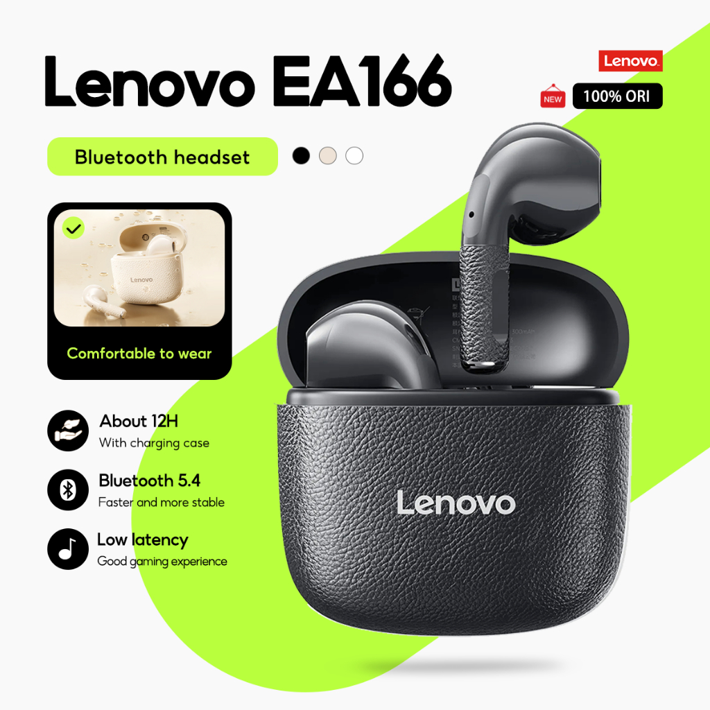 หูฟัง Lenovo EA166 หูฟังบลูทูธไร้สาย True HD สเตอริโอ HIFI Latency ต่ําพร้อมไมโครโฟนบลูทูธ 5.4