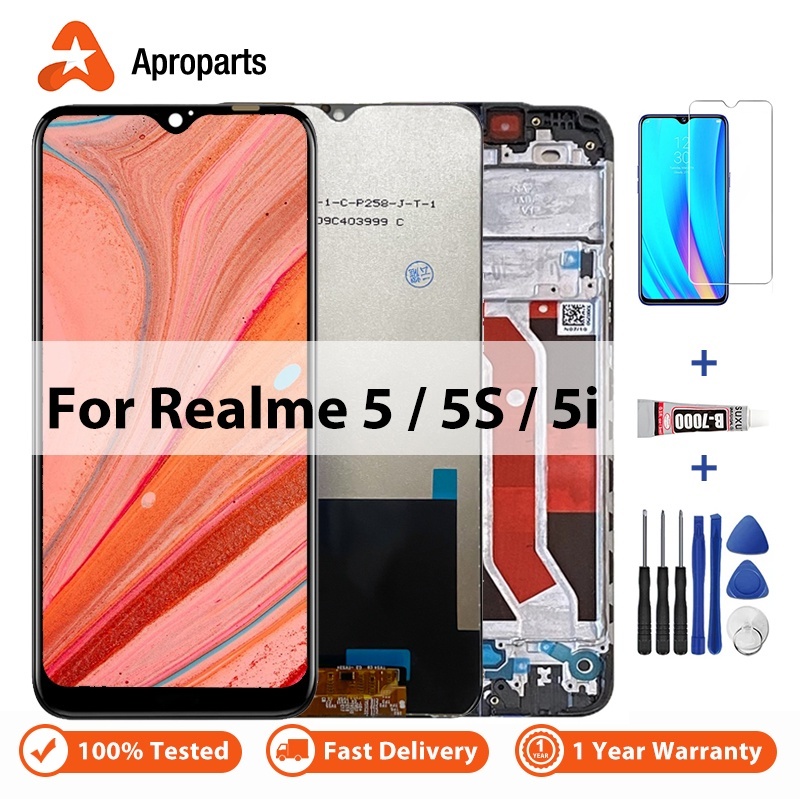 หน้าจอเดิมสำหรับ OPPO Realme 5 5S 5i RMX1911 RMX2030 จอแสดงผล LCD แผงสัมผัสชุด Digitizer พร้อมกรอบ