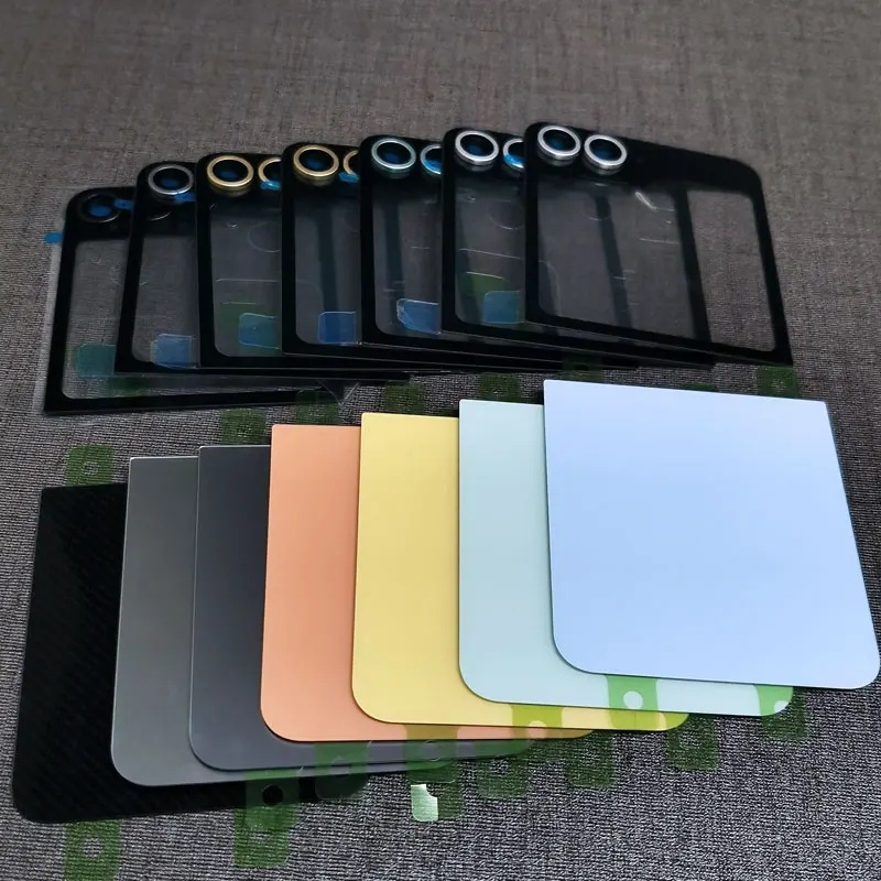 Samsung Galaxy Z Flip 6 Flip6 ฝาหลังแบตเตอรี่กระจกด้านหลังประตูเปลี่ยนกรณีพร้อมเลนส์กล้องสําหรับ z f