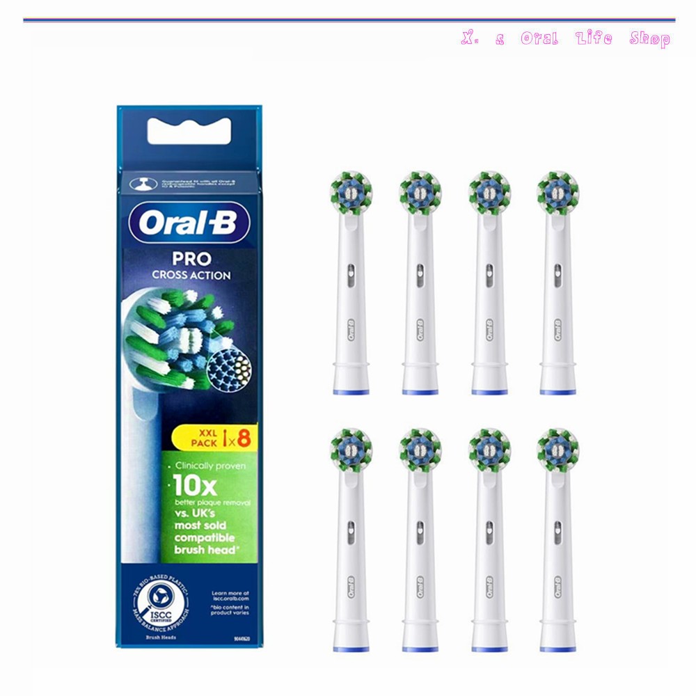 หัวแปรงสีฟันไฟฟ้า Oral b PRO Cross Action ขนแปรงรูปตัว X และมุมสีดํา 4&8 ชิ้น/กล่อง