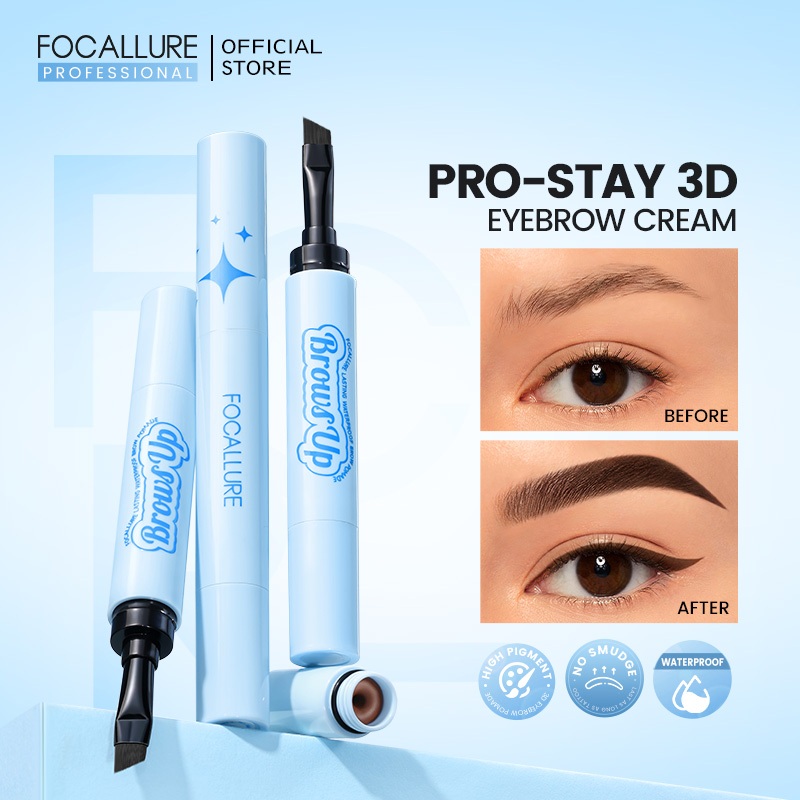 Focallure 2-In-1 ครีมโพเมดเขียนคิ้ว 3D กันน้ำ กันเหงื่อ กันมัน ควบคุมความมัน แม่นยํา ไม่ทิ้งรอยเปื้อน อเนกประสงค์