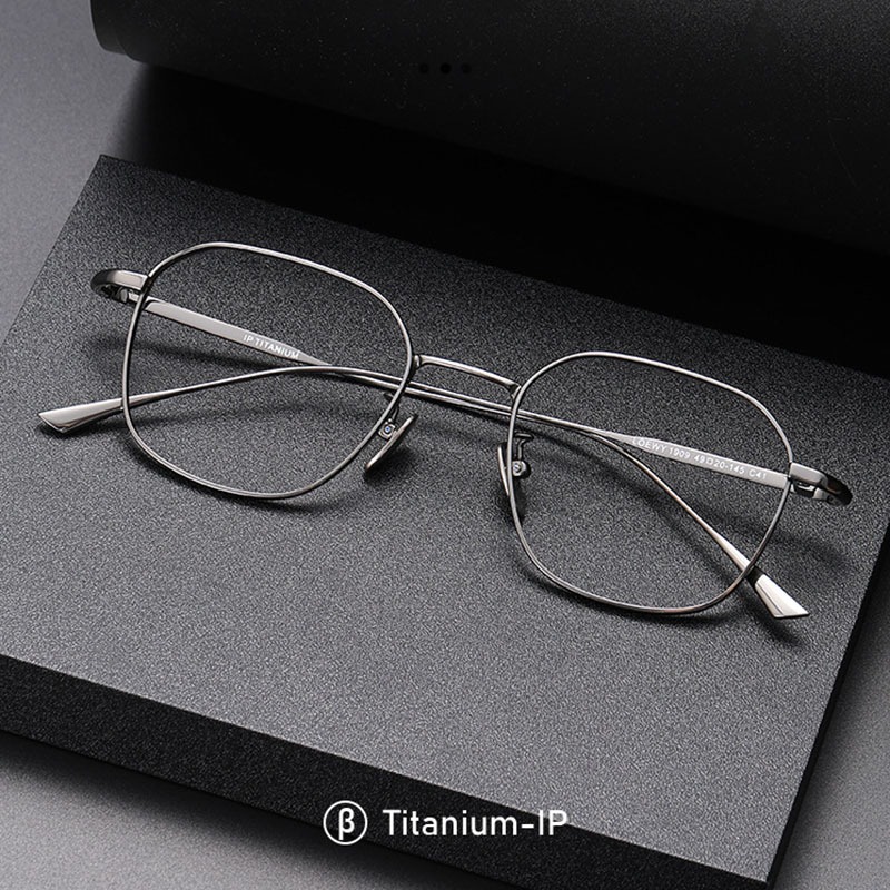 แฟชั่น Comfort กรอบแว่นตา Retro Luxury Square ไทเทเนียมสำหรับผู้ชายและผู้หญิง 1909