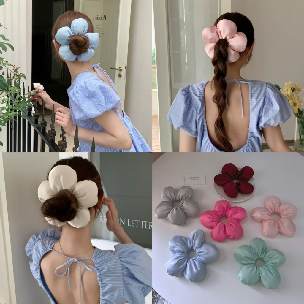แหวนผมขนาดใหญ่ดอกไม้สามมิติผู้หญิงหวานขด Scrunchie แฟชั่นเครื่องประดับผม ราคา ถูกที่สุด ดีลบีเคเค