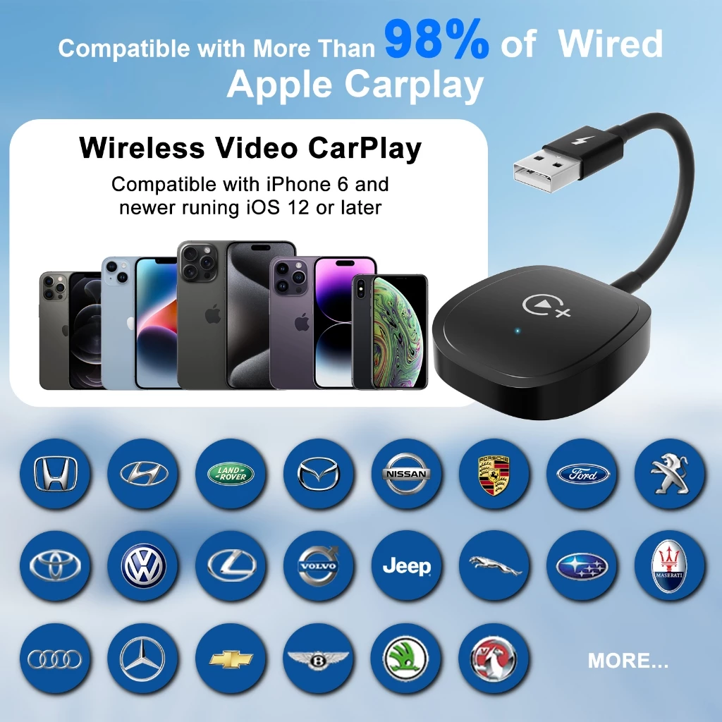 Feinodi อะแดปเตอร์ติดรถยนต์ carplay ไร้สายพร้อม youtube Netflix Tktok, ตัวแปลง Dongle USB ไร้สายในรถยนต์ Android สำหรับโรงงาน รถยนต์ carplay แบบมีสายเป็นไร้ รองรับการอัปเดตออนไลน์เพียงเสียบปลั๊กแล้วเล่น เข้ากันได้กับสมาร์ทโฟนในรถ carplay thumbnail 7