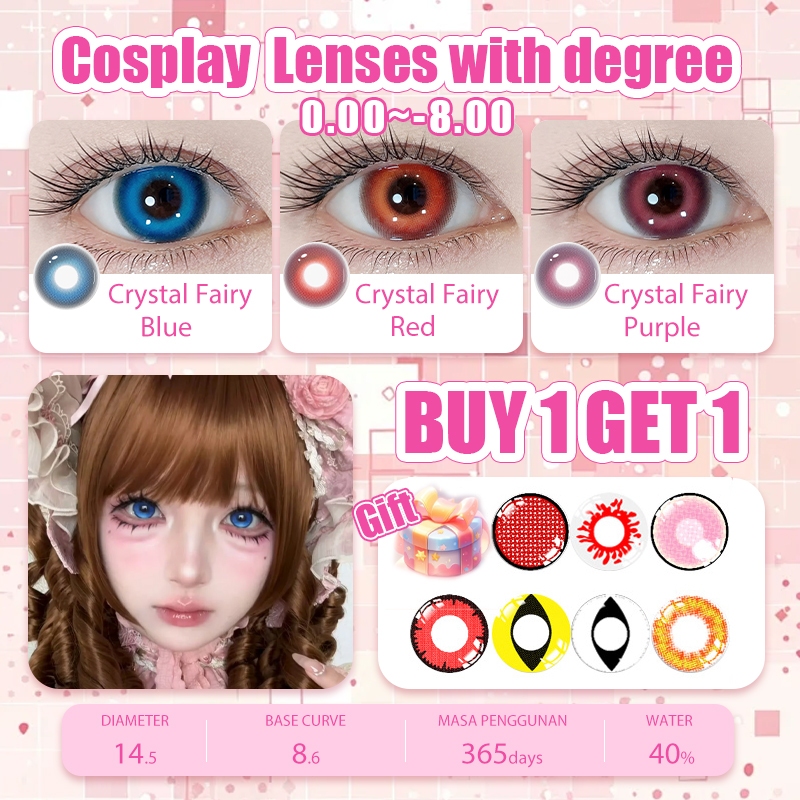 KSSEYE คอนแทคเลนส์คอสเพลย์พร้อมองศา (0 ~-8.00)Softlens 2 ชิ้นสีคอนแทคเลนส์บทบาทเล่น Eye แต่งหน้า