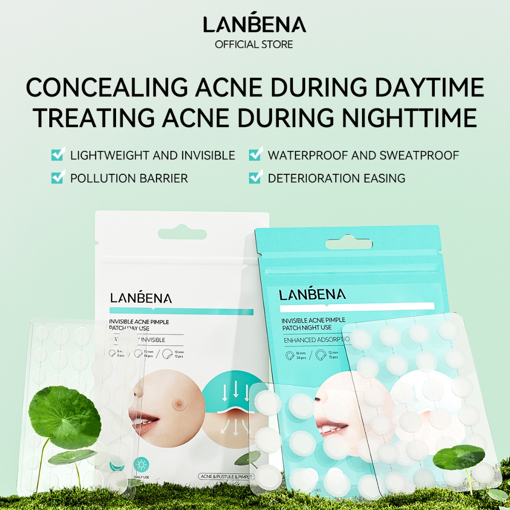 LANBENA [มาใหม่] ลานบีน่า สิวสิวหน้ากากแพทช์ที่มองไม่เห็นกันน้ํารักษาสําหรับสิวกลางวันและกลางคืนใช้ซ่อมแซมต้านการอักเสบสิวแพทช์34/39แพทช์