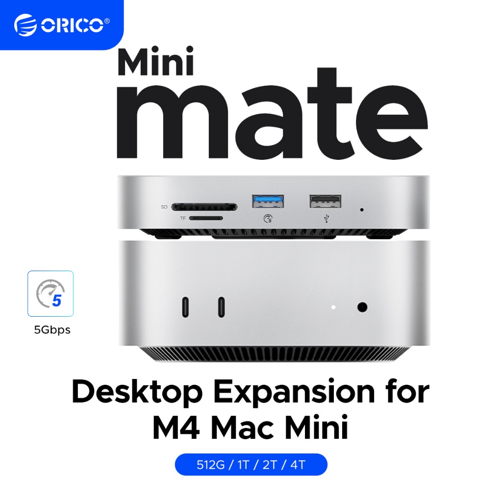 ORICO MiniMate 1TB External SSD พร้อม USB3.0 SD/TF3.0 สำหรับ Mac Mini M4 (M4SE)