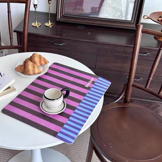 ที่รองจาน วัสดุ PU ลายแถบสีโดพามีน ขนาด 30*40 cm กันน้ำ กันลื่น ทนความร้อน ทำความสะอาดง่าย แผ่นรอง รองจาน