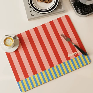 ที่รองจาน วัสดุ PU ลายแถบสีโดพามีน ขนาด 30*40 cm กันน้ำ กันลื่น ทนความร้อน ทำความสะอาดง่าย แผ่นรอง รองจาน