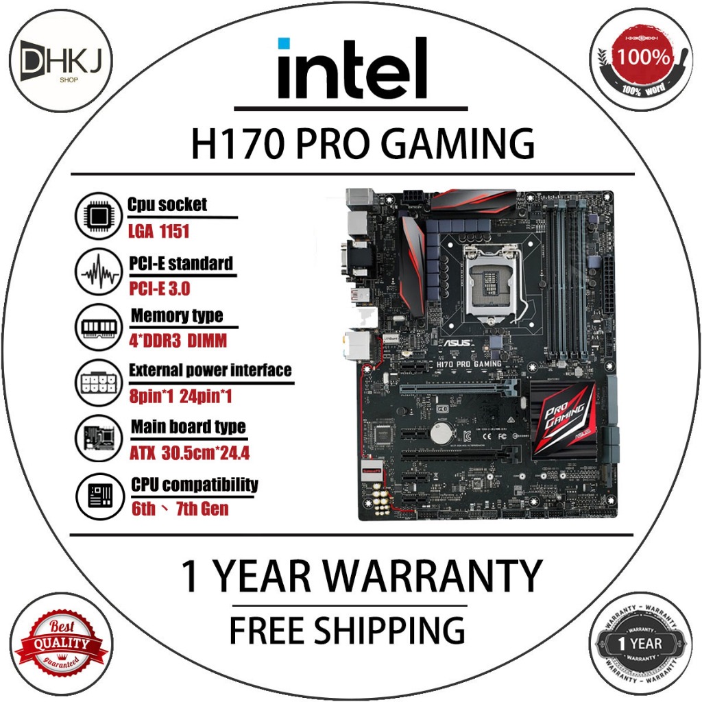 ใช้เมนบอร์ดสําหรับเล่นเกม H170 PRO สําหรับ intel H170 LGA1151 DDR4 ใช้เมนบอร์ดพีซีเดสก์ท็อป