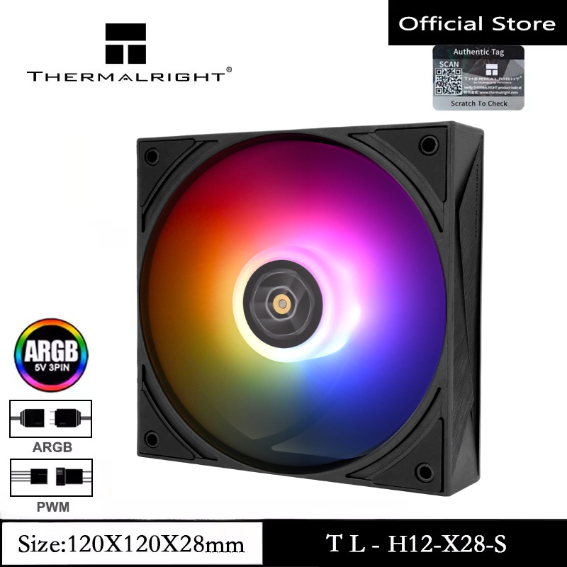 Thermalright TL-H12-X28-S ARGB 120มม. หนา 28มม. 2150RPM 4pin PWM เงียบ S-FDB Bearing ระบายความร้อน CPU