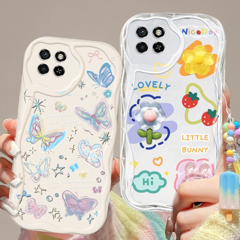 YBD เคสโทรศัพท์สําหรับ Tecno Spark 20 Pro + 4G KJ7 ITEL S23 4G S665L สร้อยข้อมือผีเสื้อและดอกไม้