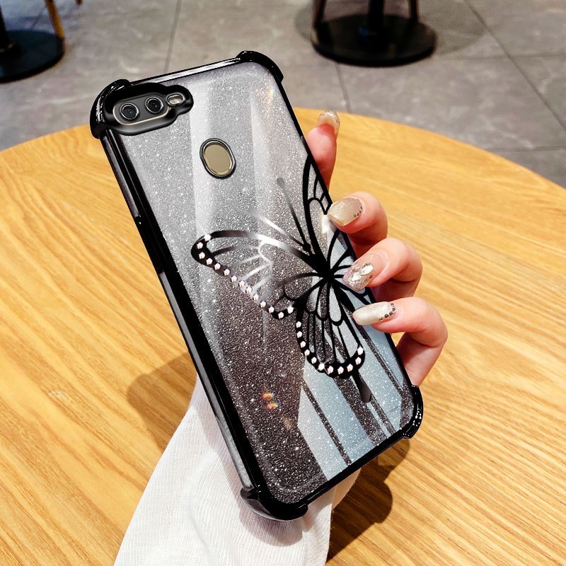 YBD เคสโทรศัพท์สําหรับ OPPO A5S A12 A12S A11K AX5S AX7 A7N ที่กําหนดเองเพชรฝังผีเสื้อรูปแบบ