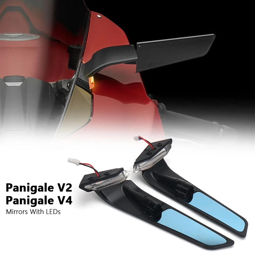 กระจก Stealth สําหรับ Ducati PANIGALE V4 V4S PANIGALE V2 V2S รถจักรยานยนต์ด้านหลังกระจกมองหลังด้านข้างพร้อมไฟเลี้ยว LED