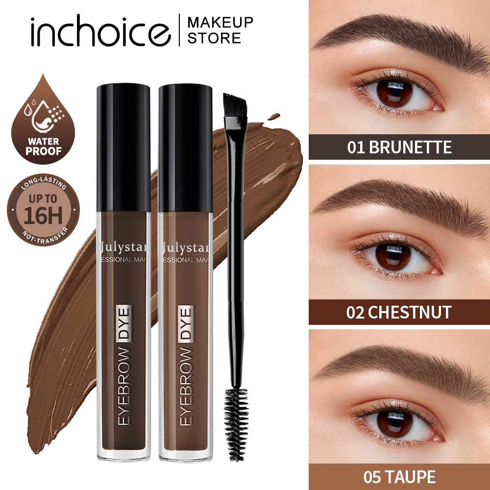 Brow Dye with Brush Kit Waterproof 16HR Long Lasting Matte Cream Sweatproof