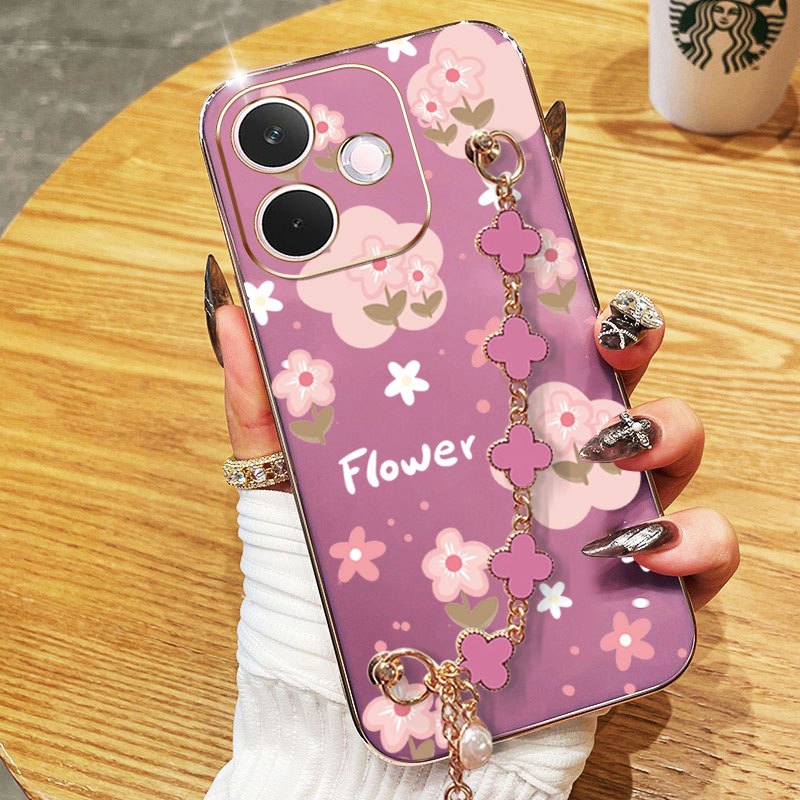 VRQR สําหรับ Oppo A6 A5i A5 Pro 5G 4G A5X A5i A5 4G 5G Vintage สไตล์ดอกไม้ออกแบบสี่ Clover สร้อยข้อม
