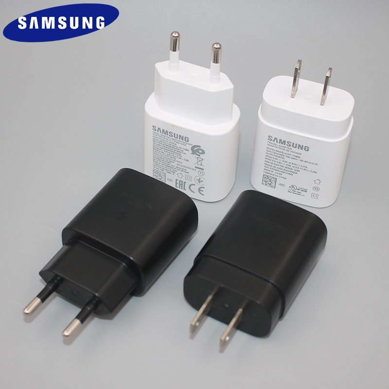 Samsung 25W Super Fast PD Charger Usb Type C EU US Cargador อะแดปเตอร์สําหรับ Galaxy S24 S21 S20 FE 