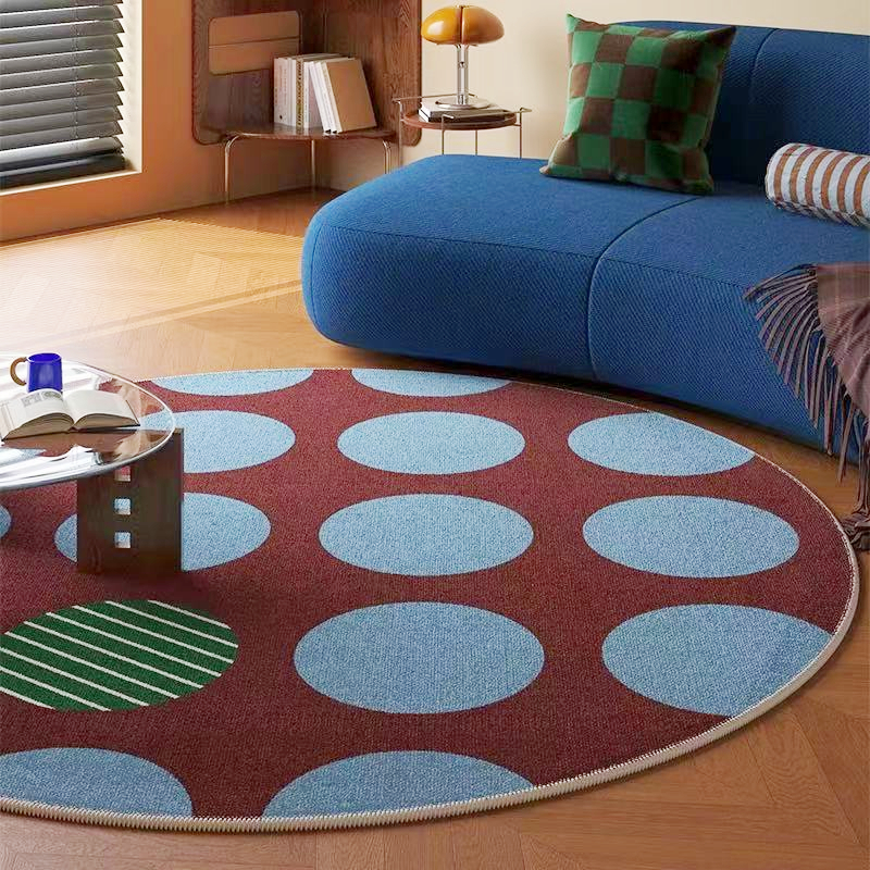 พรมวงกลม กำมะหยี่คริสตัล พรมห้องนั่งเล่นลายบล็อกสีวงกลม ขนาด 60*60 cm ถึง 140*140cm ดูดซับน้ำได้ดี มีความมันเงาดี และให้ผลการตกแต่งที่ดี พรมปูพื้นห้องนอน พรมปูพื้นห้อง พรมห้องรับแขก พรมปูพื้น