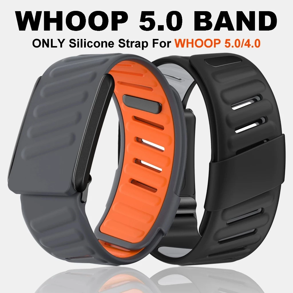 สายรัดซิลิโคนอ่อนนุ่มสําหรับ WHOOP 5.0/4.0, แถบเปลี่ยนวงปรับได้เข้ากันได้กับ Whoop 5.0 และ Whoop 4.0 เครื่องวัดอัตราการเต้นของหัวใจ (ไม่รวมตัวติดตาม)