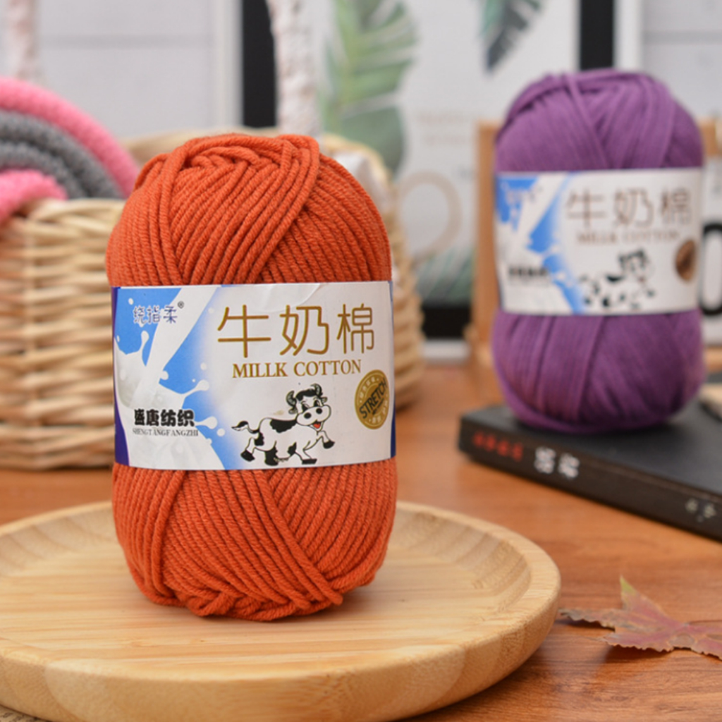 หมพรมผ้าฝ้ายนม 5ply milk cotton yarn น้ำหนัก50กรัม ไหมพรม ไหมเนื้อเนียนนุ่มไม่ระคายผิว พร้อมส่งจากไทย - รูปที่ 2