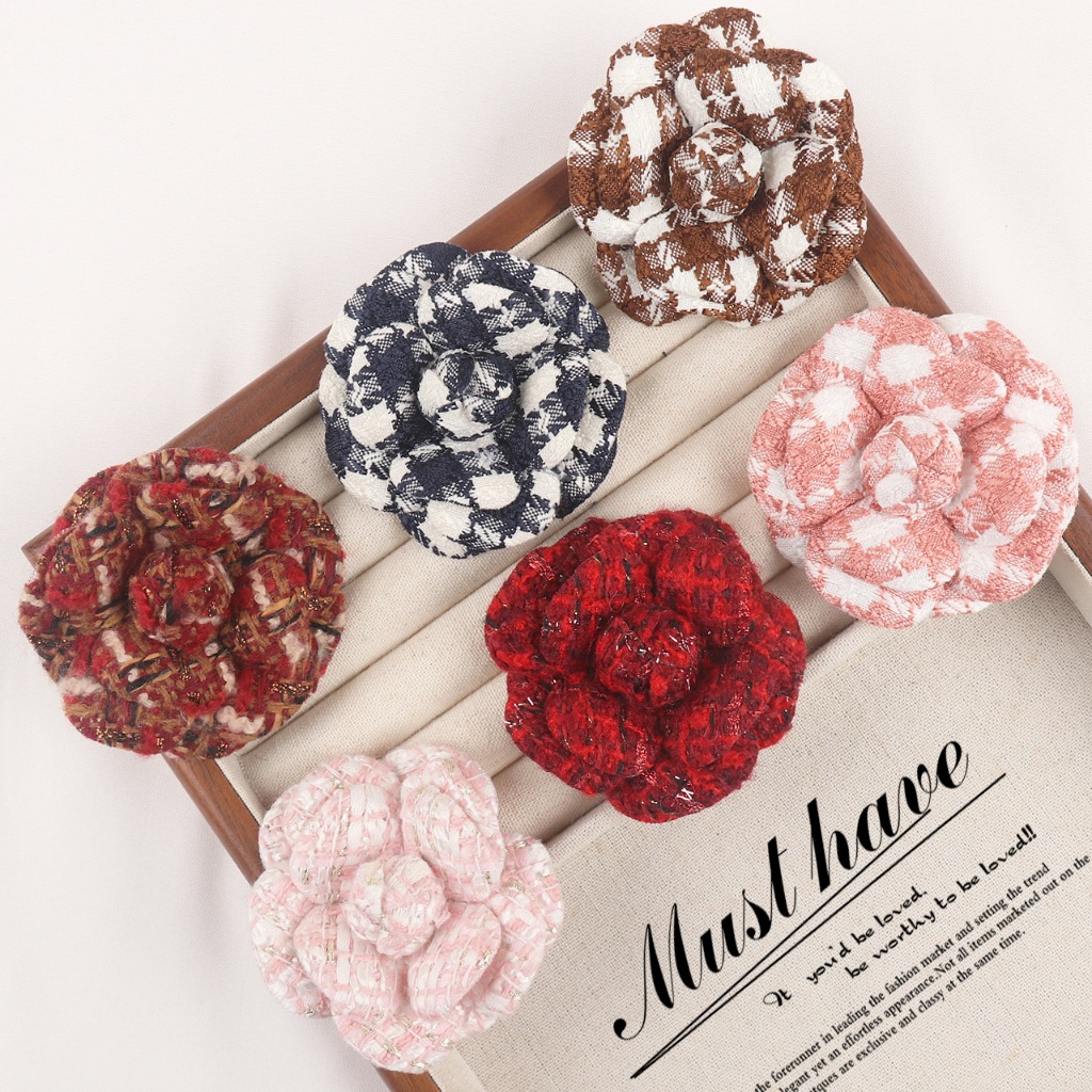6.5 ซม.คลาสสิกเกาหลีสํานักงานสไตล์ผ้า Camellia ดอกไม้เข็มกลัด Pin ตกแต่งผู้หญิง Handmade Fashon เครื่องประดับอุปกรณ์เสริม
