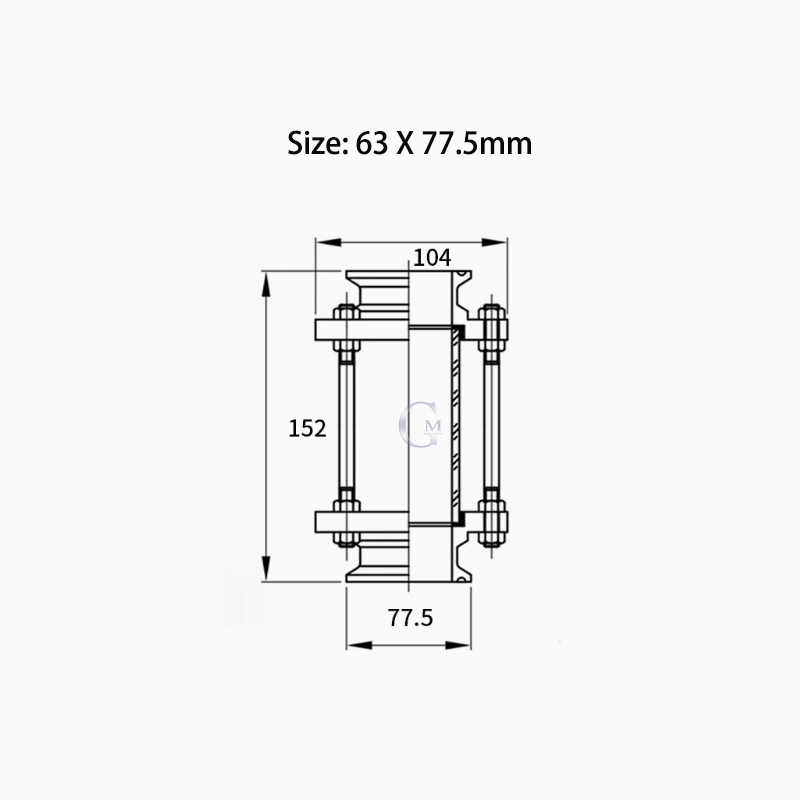 63mm Sight Glass Tri Clamp Clover Sanitany Flow Sight Glass Diopter SUS 304 สแตนเลสสตีล