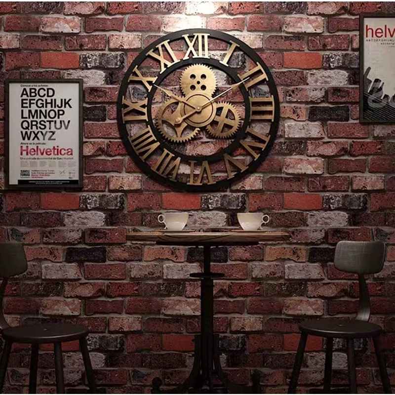 นาฬิกาสร้างสรรค์วินเทจสไตล์ยุโรปเงียบขนาดใหญ่นาฬิกานอร์ดิกห้องนั่งเล่นห้องรับประทานอาหารนาฬิกาแขวนผนังตกแต่งเกียร์ไม้นาฬิกาตกแต่งบ้านศิลปะเหล็กนาฬิกาติดผ - รูปที่ 6