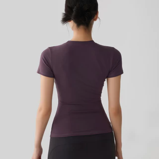 Fit.HER Athletic แขนสั้นแห้งเร็ว เสื้อยืดโยคะระบายอากาศ สำหรับวิ่ง พิลาทิส และชุดฝึกซ้อม